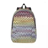 Opslagtassen boho chic moderne zigzag canvas backpack voor dames school college studenten bookbag past 15 inch laptop geometrische multicolor