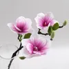 Fleurs décoratives 3heads / branche Magnolia artificiel Utilisation dans le mariage Home Tabel Decoration Fleur de soie pour décor de fête de bureau