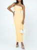 Casual jurken mode dames tube top jurk mouwloze strapless cutout contrast color bodycon long party jurk huidvriendelijk