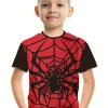 Red Spider 3D Printed Boys Kreatives T-Shirt Kurzarm runden Hals bequemes T-Shirt für Kinder im Sommer Outdoor Sport Tops
