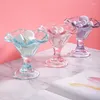 Vinglasögon ljus lyx retro cocktail glas bägare transparent färgglad kronblad dessert kopp glass koppar frukt sallad skål