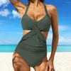 Kvinnors badkläder korsar baddräkt med en stycken snygg halter monokini med mage kontroll hög midje design sexig för sommaren