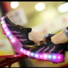 Sneakers New Boys Roller Skate Chaussures Girls Automatic Jazzy LED LETLÉ LIGNEMING ROLLER STATATES ENFANTS SAUTLES LED avec une / deux roues
