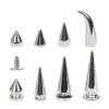 Alla typer av silvermetallskruvkotte Studs Bullet Spike Stud Punk väska Beltskor Kläder Leathercraft Cone Rivet DIY