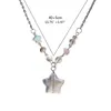 Pendanthalsband Kristall femspetsigt halsband mångsidig asymmetrisk charm klumpkedja y2k söt hals smycken gåva