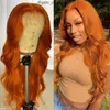 180% Ginger Orange Orange brasiliano Brasile Full pizzo parrucca ondulata Auburn rame parrucche sintetiche sintetiche pre -pilota per le donne