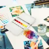 Ritnät tomt akvarellfärgpalett tenn förvaringslåda resefack med halvpannor för målning av konstmaterial