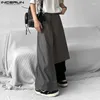 Męskie spodnie Inderun 2024 Koreańskie spódnice Stylowe osobowość Nieregularne długie streetwear luźne spodnie pół ciała S-5xl