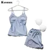 Home Clothing Summer Sexy Lace Satin Pajama Sets For Women Two Pieces Top Shorts Pink Pajamas Lingerie Nightwear Pyjamas Sleepwear