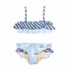 2018 twopieces gamin bébé filles lama animaux maillots de bain fille maillot de bain en train de bain bleu rayé