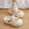 Cute Hole Shoes for Women Wearing Thick Sole, Anti slip, and Feet Feeling Cool Slippers for Summer Outskirts, Wearing Two Headed Slippers in Summer Cartoon