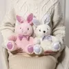 30cm Cartoon Simulation mignonne Bow lapin en peluche poupée jouet enfants sommeil apaisant les jouets décorations de chambre cadeaux d'anniversaire 240401