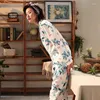 Abbigliamento da casa 2024 Pigina donna autunno puro cotone per leisure a manica lunga lingerie pijama femminino pigiama da donna da notte