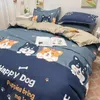 Sängkläder sätter 4-stycksuppsättning med mjukt och bekvämt för att vara lämpade för fyra säsonger som passar rummet sovsal Happy Dog