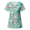 Nurse Uniform Women Christmas Graphic Short Sleeve Scrubs Top Carer Medical Nursing Shirt Uniforme De Enfermera Para Mujer