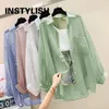 Summer Suncreen Shirt Elegancka perspektywa cienka szyfonowa bluzka Koreańska harajuku zobacz przez luźne top swobodny kardigan 240326