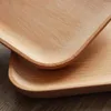 Disposable Dinnerware Square Beach Wooden Plate Dish Japanese Style Holding Tray Kitchen Supplies For Dessert Snacks Jewelry Nuts