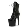 Dance Shoes LAIJIANJINXIA 17CM/7inches PU Upper Modern Sexy Nightclub Pole High Heel Platform Women's Boots SY-A113-1