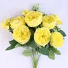 Decorative Flowers Simulation Pure White Roses Bouquet Silk Fake Flower Artificial Mansa Rose Green Plant Floral Dining Table Decoration