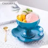 Bowls Chanshova Creative Ceramic Goblet Ice 200ml و 350ml Cream Milkshake Soup Soup Soup Cup H104