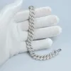 VV VV VVS YMBC-10 mm Iced Out Moisanite Diamond Sier White Gold Color Couban Chain Bracelet