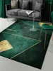 Carpets Light Luxury Emerald Dark Green Simple Golden Geometric Living Room Bedroom Bedside Carpet Floor Mat Customization7620288