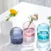 Северная маленькая розово -серая стеклянная ваза маленькая вода вода с цветочной вазой сухой цветочный ваза гостиная свадебная вечеринка