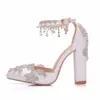 Chaussures habillées Crystal Queen Mariage mariée Pumps Christmas Day Night Party Luxury Square High Heels Femme Sandales H240409