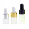 収納ボトル1ml 2ml 3mlフロストガラスドロッパーボトルゴールドシルバーブラックセラムドロップピペット空のエッセンシャルオイル100pcs