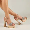 HIP 14cm Ultra High Heel Sandals Women's Wather Platform Water Water Diamond Synquet Sandles Heels 240228