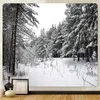 Tapisses personnalisables Christmas Forest Snow Home Tapestry Scene Bohemia Wall Hanging Bedroom Matelas