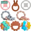 Baby silikonpärlor teether leksaker söta djur bpa gratis silikon ammande tandlek leksak nappklipp för baby tugga tillbehör