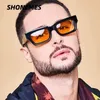 Lunettes de soleil shonèmes carrés hommes élégants femmes femme épais cames de cadre extérieur uv400 verres de soleil orange brun pour unisexe