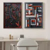 Abstract Modern Wood Texture 3D Geometry Affischer Prints Minimalist Canvas Måla väggkonst Bild för vardagsrumsheminredning