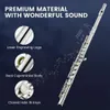 Beginner C Flute with 16 Closed Hole Keys - Perfect for Kids and Students - Includes Cleaning Kit, Case, Stand, Joint Grease, Tuning Rod, Gloves - Nickel/Gold Finish