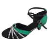 Dance Shoes Customized Heel Women's Closed Toe Ballroom Party Modern Latin Salsa Ankle Strap Green Shoe