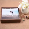 Jaster Wooden Photo Album Box Box USB 2.0 Flash Drives 128GB Memory Stick Logo personalizzato gratuito 64 GB Creative Wedding Gift Pen Drive 32 GB