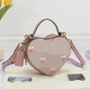 Desinger Heart-shaped Bag Mini Cute evening Bag Women Handbag top handle Clutch Cherry Print Leather Fashion Pink pochette
