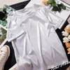 S5xl Femmes scintillantes brillantes métalliques holographiques rondes couches courtes décontractées top festival festival tee-shirt vêtements féminins 240409