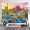 Mountain Tapestry Desert Cactus Tapestry Sunset Clouds Tapestry Psychedelic Tropical Plants Wall Hanging Nature Scenery Tapestry