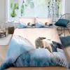 Polar Bear Duvet Cover Set King Queen Full Size Polyester Comforter Cover for Kids Boys Girls Wild Animals Pattern Bedding Set