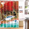 Shower Curtains Customize 3D Mountain Waterfall Landscape Pattern Waterproof Fabric Bathroom Washable Products