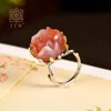 Luxury 3D Rose sculptée Rose Agate pour femmes Charme féminine Party Bijoux de mariage Créatif Géométriques Gentes faites à la main Tendy 240403