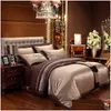 Ensembles de literie Café Bleu Luxury Silk Jacquard Coton Litclothes Queen King Size 4 6 PCS DUVET ER ER LIGNE DE LIGNE EN SEPLE