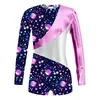 Scene Wear Kids Girls Ballet Dance Gymnastics Figur Skating Jumpsuit Gym Sports Workout Yoga Bodysuit Långärmning Print Leotards Dancewear