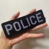 2 PCS Police Patches 14,5x5cm reflekterande polislapp för väska, hatt, uniformer Vest Jacket, Tactical Applique Patches