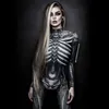 2023 NIEUW Gedrukt Halloween Anrewijen angstaanjagend menselijk skeletuniform strakke jumpsuit voor vrouwen