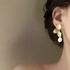 Dangle Earrings Fashion Gold Color Flower Petal Long Drop For Women Uniquedesin Baroque Pearl Earring Jewelry Wholesale