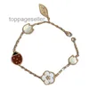 Vanclef 2024 Designer Van Clover Armbänder Charm Bracelets Frauen 4/Vier-Blatt-Rosengold-Ladykäfer Luxusschmuck mit Kasten