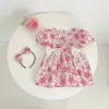 Girls nate estate Rompers Cotton Floral Short Short Bodysuit Broder Lace Broder Boder Toddler Girl Dress 240329